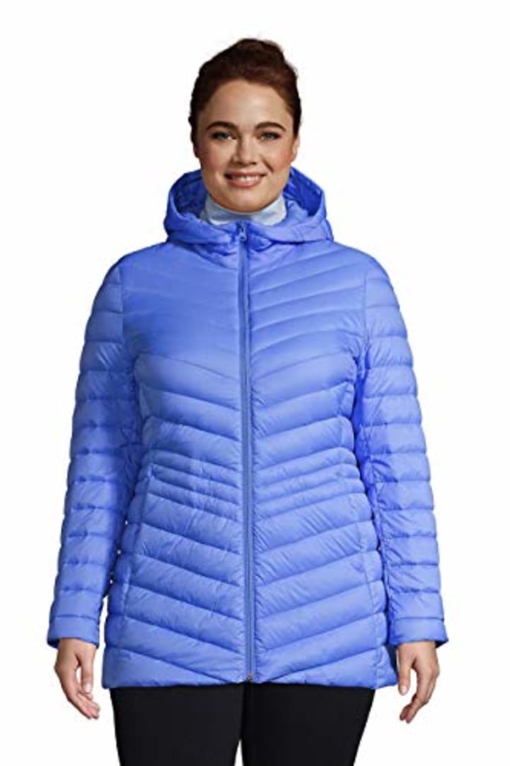 Lands&#039; End WMS Ultralight Packable Down Jacket Chicory Blue Petite X-Small