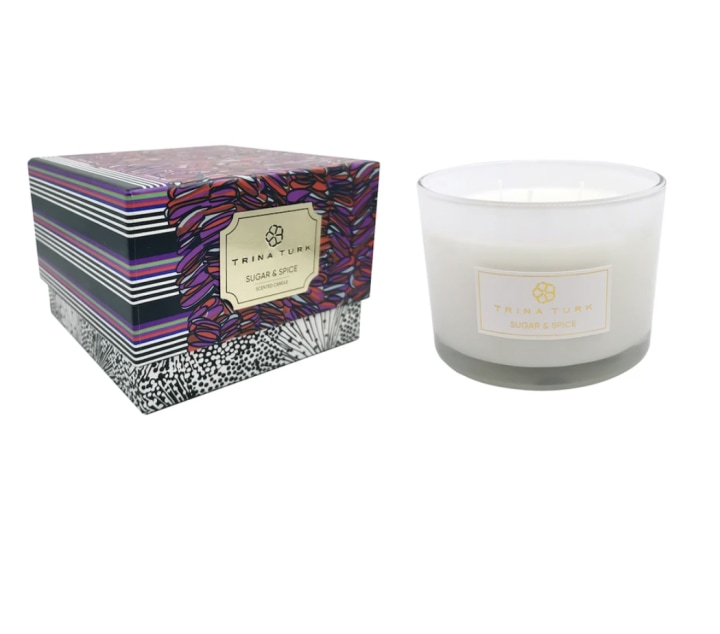 Trina Turk Three Wick Filled Printed Color Box Candles