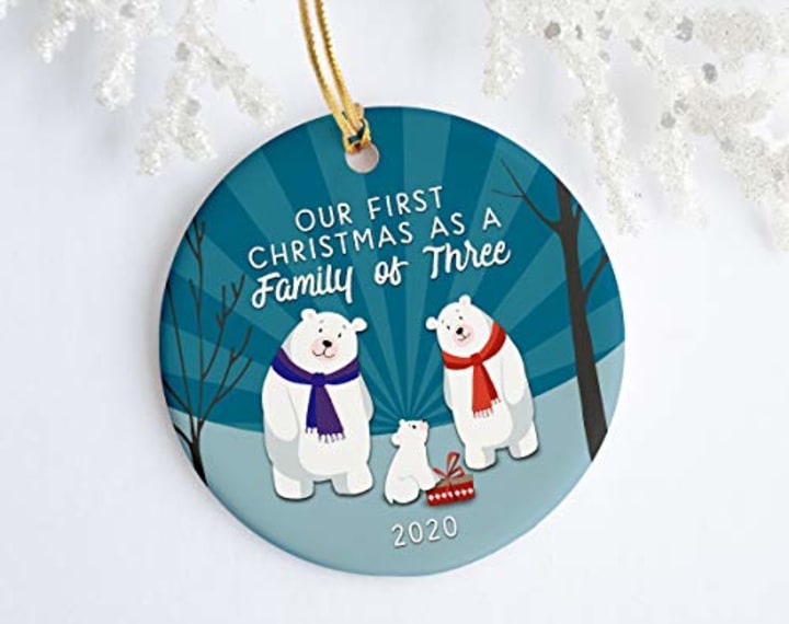 Our First Christmas as a Family of Three 2019 Christmas Tree Ornament