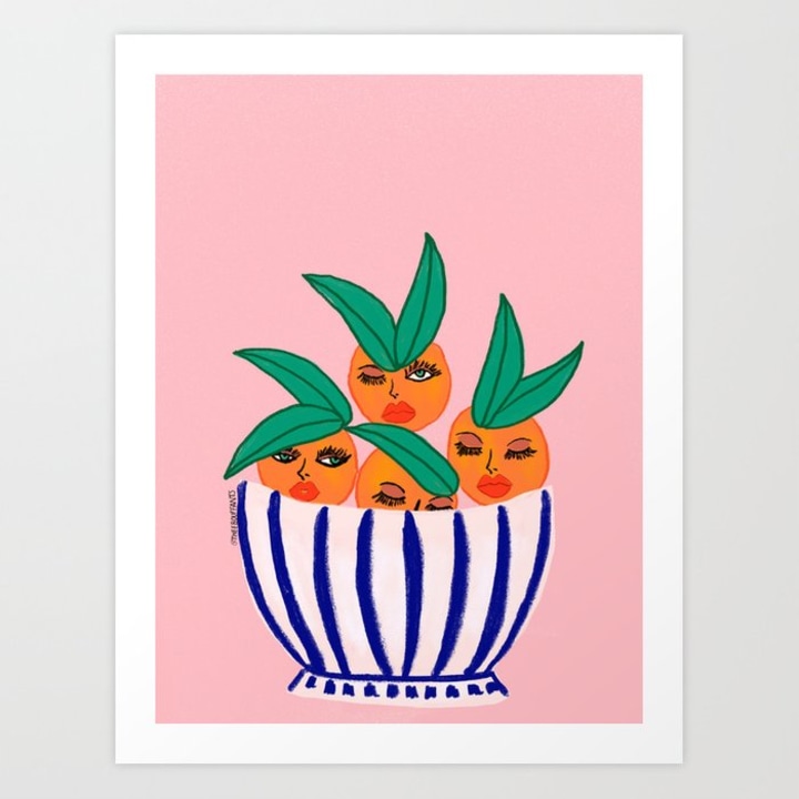 Sassy Oranges In A Bowl Art Print