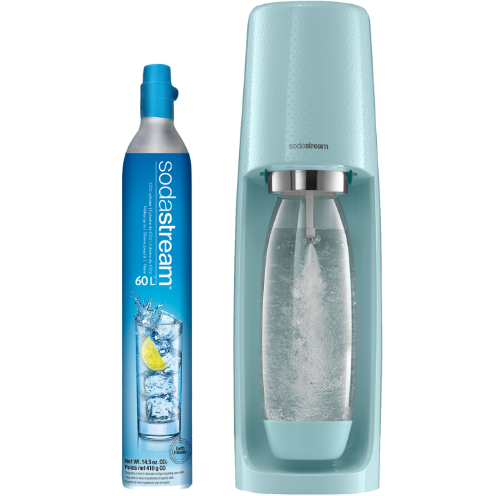 SodaStream Fizzi Sparkling Water Maker (Icy Blue) with CO2 and BPA free Bottle