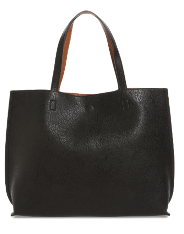 Street Level Reversible Faux Leather Tote and Wristlet