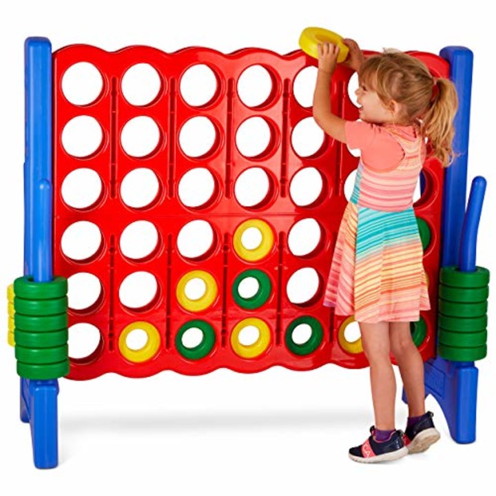 Giant 4 in a Row Connect Game - Storage Carry Bag Included - 4 Feet Wide by 3.5 Feet Tall - Oversized Floor Activity for Kids and Adults - Jumbo Sized for Outdoor and Indoor Play - Durable Waterproof