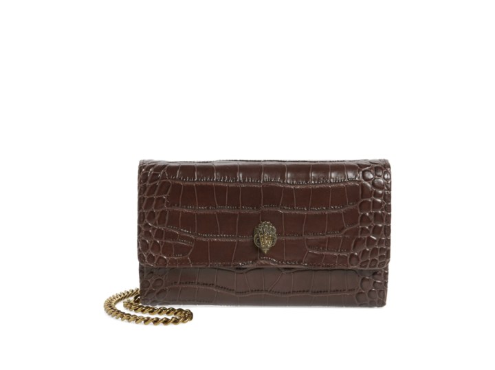 Kensington Croc Embossed Leather Wallet on a Chain