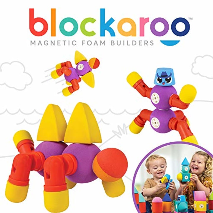 Blockaroo Magnetic Foam Building Blocks - STEM Construction Toy for Girls &amp; Boys, Soft Foam Blocks Develop Early Learning Skills, The Ultimate Bath Toys for Toddlers &amp; Kids - Critter Set