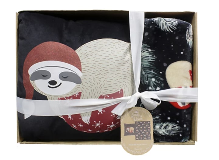 Holly Decor Pillow and Throw Gift Set - Sloth