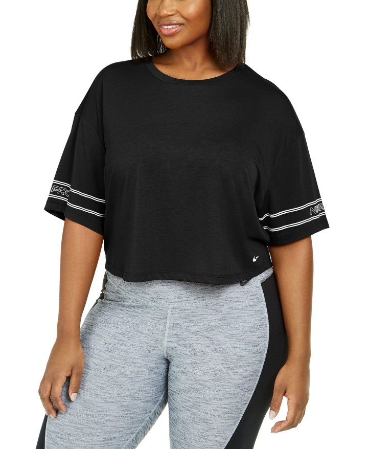 Nike Plus Size Logo-Sleeve Dri-FIT Cropped T-Shirt