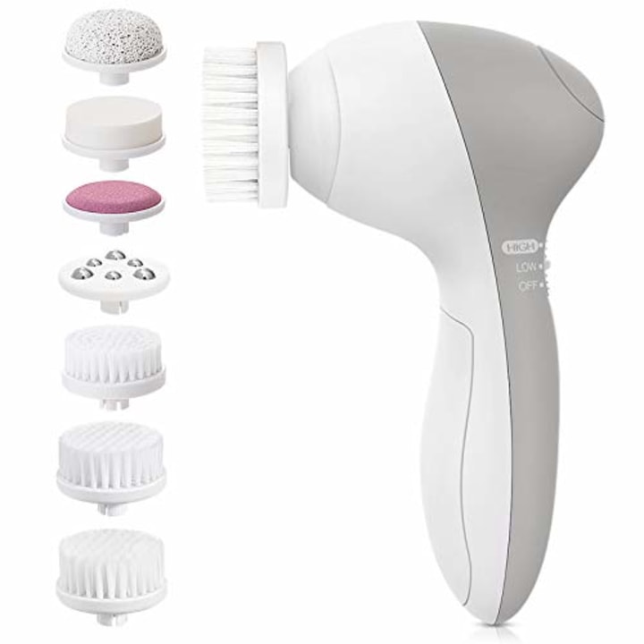 Facial Cleansing Brush [Newest 2020], PIXNOR Waterproof Face Spin Brush with 7 Brush Heads for Deep Cleansing, Facial Brush for Gentle Exfoliating, Removing Blackhead, Massaging