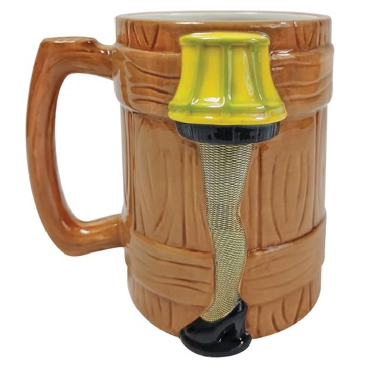 A Christmas Story Leg Lamp sculpted ceramic mug. This unique mug holds up to 29 ounces and is packaged within a giftable box. Fun for the home or office.