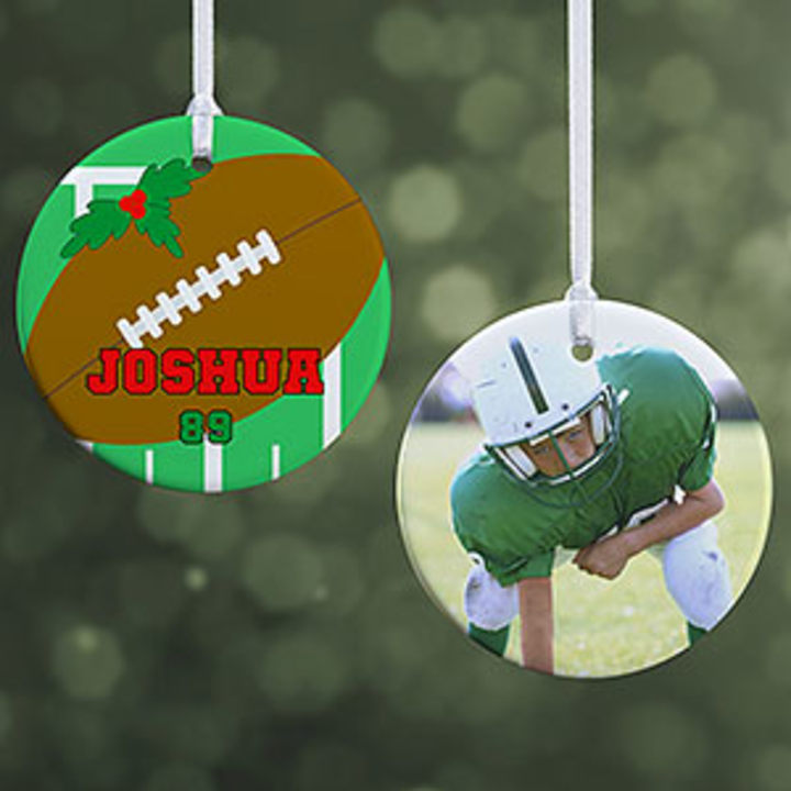 Football 2-Sided Glossy Photo Christmas Ornament