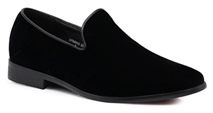 SPK03 Men&#039;s Vintage Plain Velvet Dress Loafers Slip On Shoes Classic Tuxedo Dress Shoes (13 D(M) US, Black)