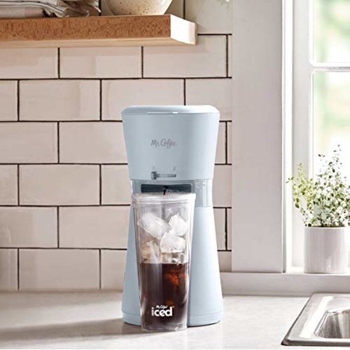Mr Coffee Iced Coffee Maker with Reusable Tumbler and Coffee Filter Gray