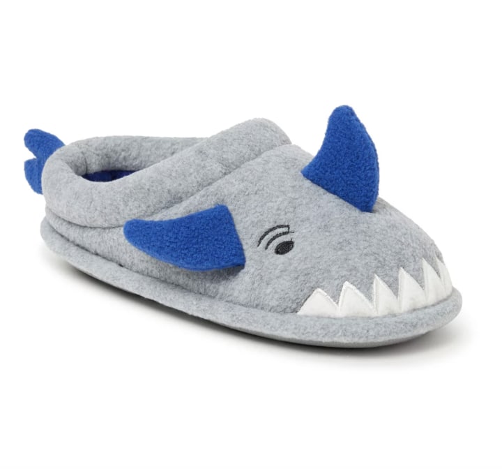 Boys Kids Grey Shark Fluffy Full Slippers UK 3-4