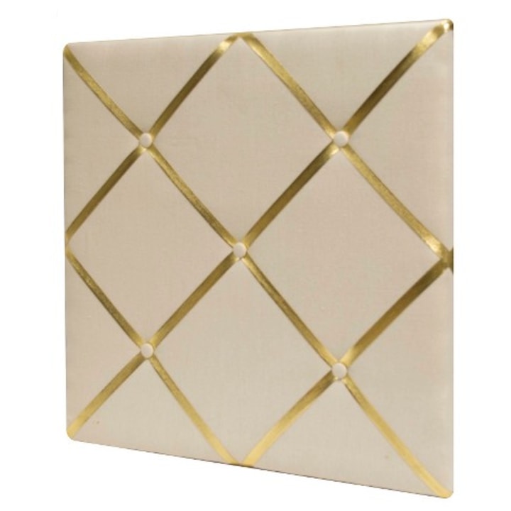20&quot;x20&quot; Linen Bulletin Board with Gold Straps White - Pillowfort(TM)