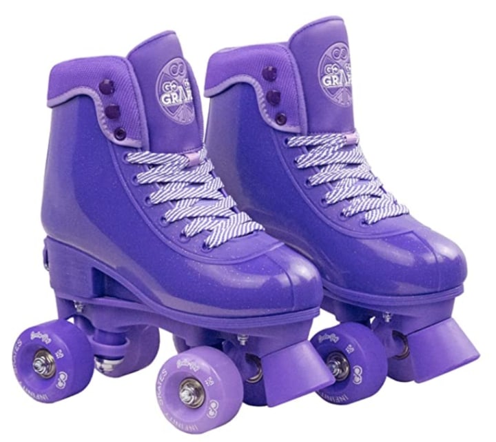 Adjustable Size Double Roller Skates with 8 Wheels Light Up Full Protection for Childrens Indoor and Outdoor Play GVDV Roller Skates for Girls and Boys 