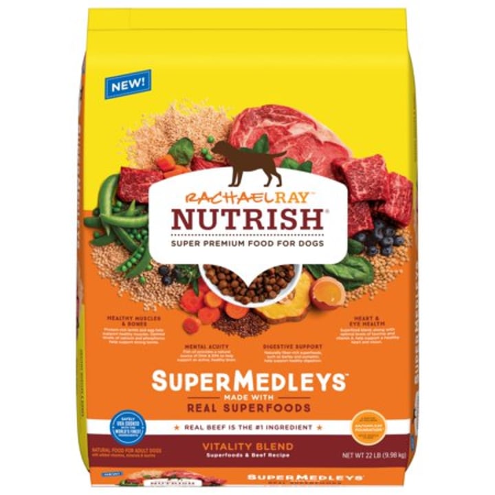 Rachael Ray Nutrish SuperMedleys Vitality Blend is one of the best types of dog food you can feed your pet.