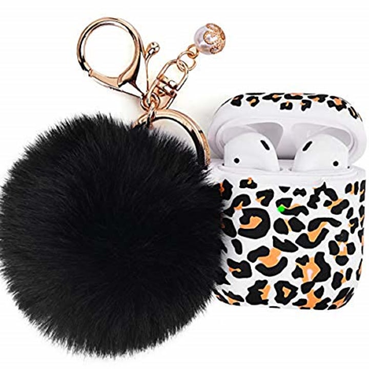 FILOTO Leopard Case for Airpods , Filoto Airpod Case Cover for Apple Airpods 2&amp;1 Charging Case, Cute Cheetah Print Air Pods Silicone Soft Case Accessories Keychain/Skin/Pompom/Strap (Leopard)