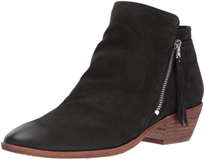 Sam Edelman Women&#039;s Packer Ankle Boot, Black Leather, 8 Medium US