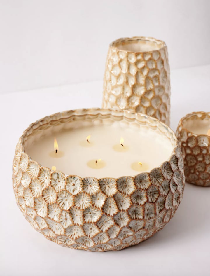 Anthropologie Honeycomb Textured Candle