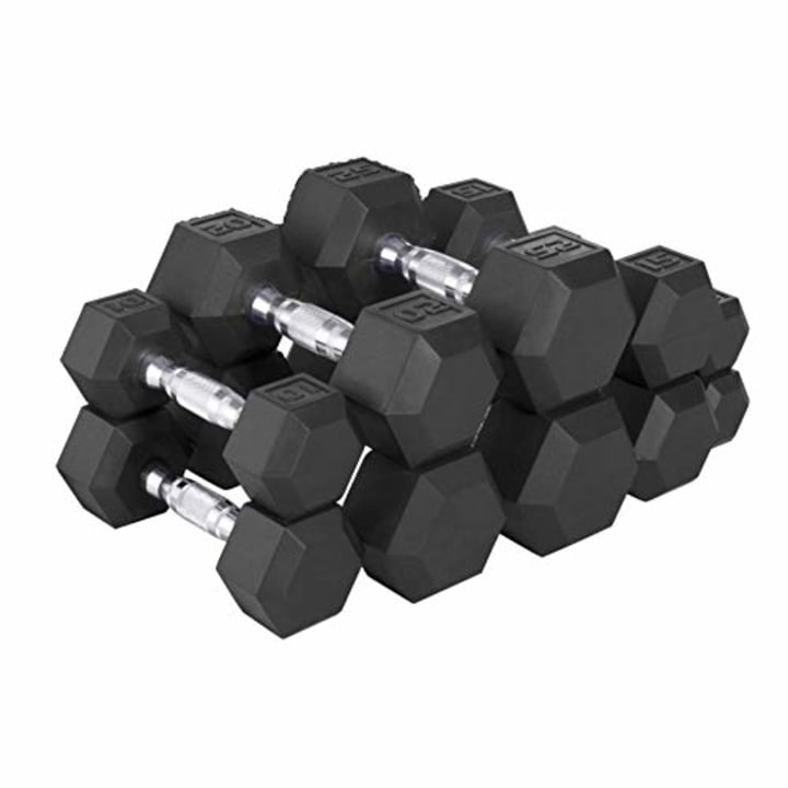 2 CAP Neoprene Coated Hex Dumbbells Barbells Weights Gray 10 lb Pair 20 lbs Set 