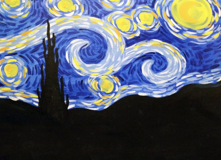Painting To Gogh Starry Night Painting Class. Valentine's Day gifts for couples during Covid-19.