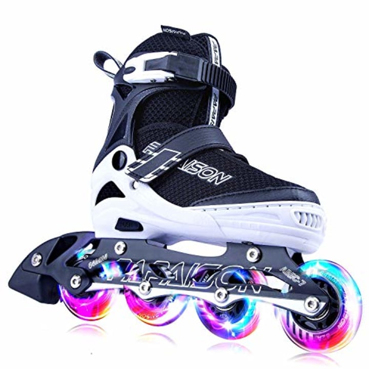 PAPAISON Adjustable Inline Skates for Kids and Adults with Full Light Up Wheels , Outdoor Blades Roller Skates for Girls and Boys, Men and Women