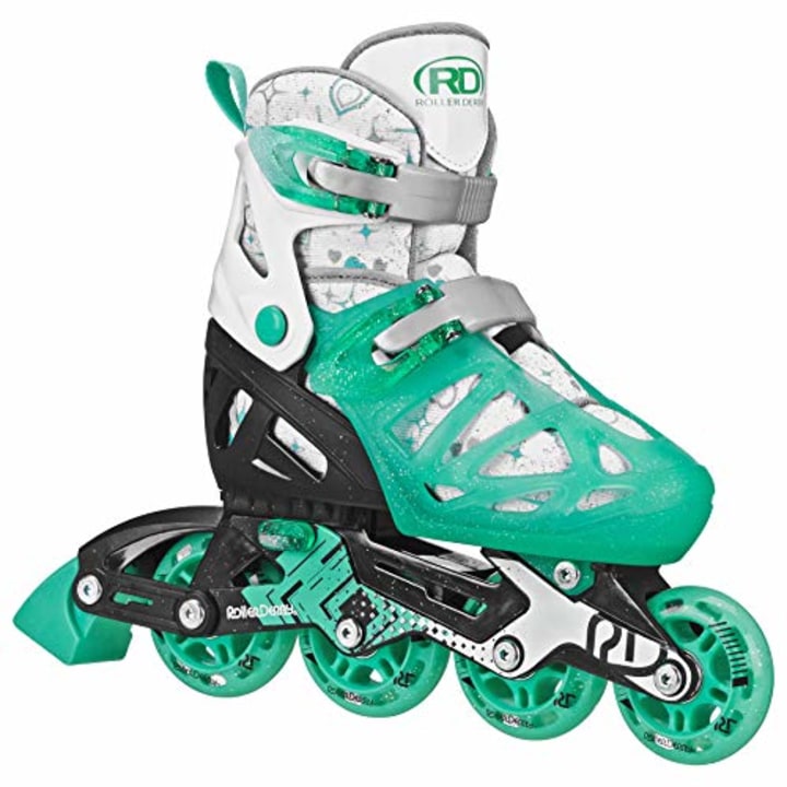 Roller Derby Girls Tracer Adjustable Inline Skates (Mint, Small (12J-1))