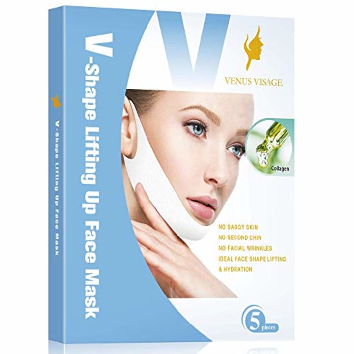 V Line Lifting Mask Chin Up Patch Double Chin Reducer Chin Mask V Up Contour Tightening Firming Face Lift Tape Neck Mask V-Line Lifting Patches V Shaped Slimming Face Mask 5 Pcs