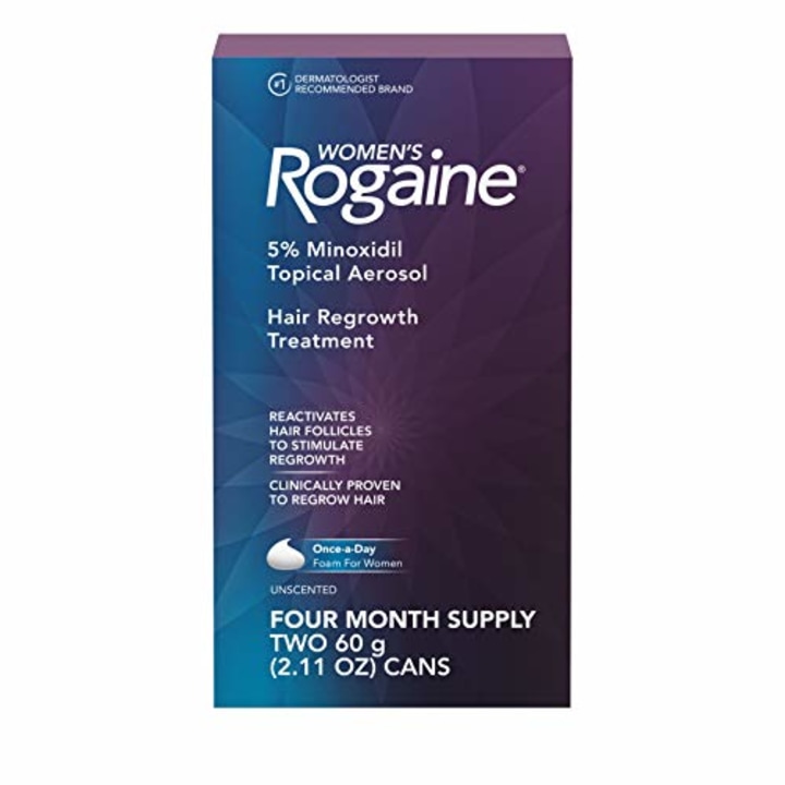 Women&#039;s Rogaine 5% Minoxidil Foam for Hair Thinning and Loss, Topical Treatment for Women's Hair Regrowth, 4-Month Supply
