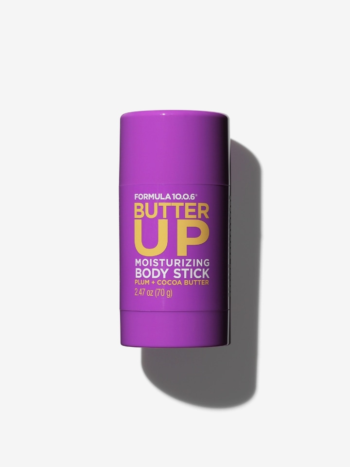 Formula 10.0.6 Butter Up Moisturizing Body Stick has a dreamy scent of plum, along with the deep hydration of cocoa butter, to leave skin soft and smooth. Butter Up is perfect for on-the-go and travel.