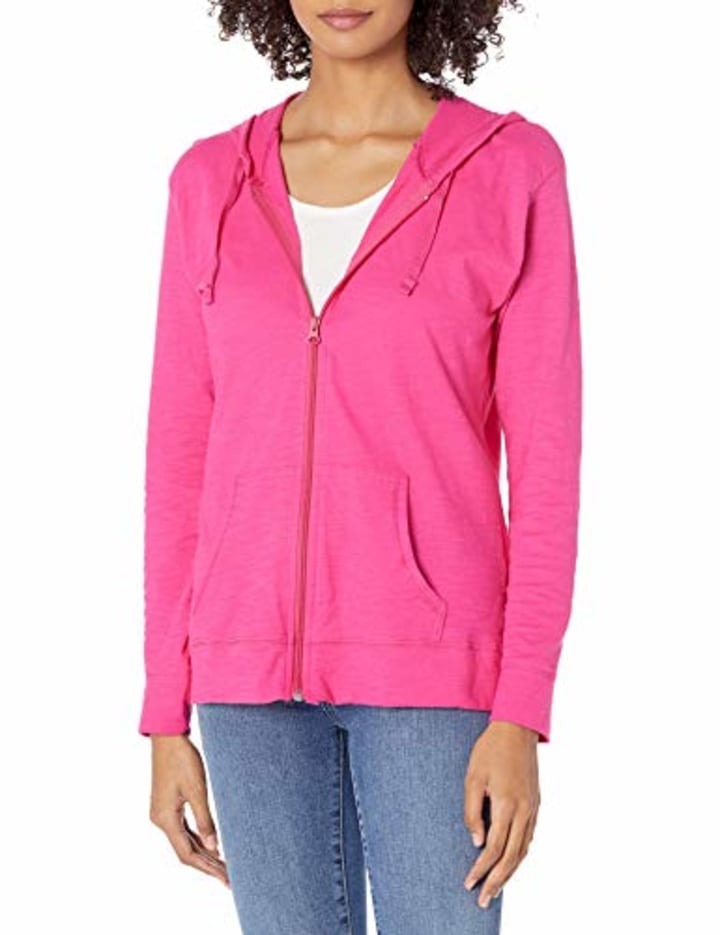 SAYEI Basic Lightweight Sweatshirt Thin Zip-Up Hoodie Pullover Jacket for Women with Plus Size