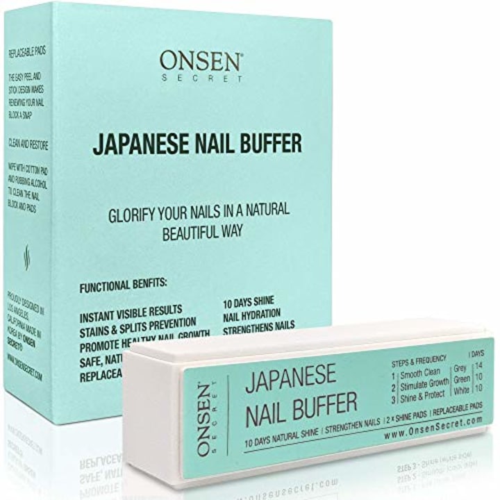 Onsen Professional Nail Buffer, Ultimate Shine Nail Buffing Block With 3 Way Buffing Methods, Smooth &amp; Shine After Onsen Nail Filer, Compact Purse Size Manicure Tools for Optimum Nail Care