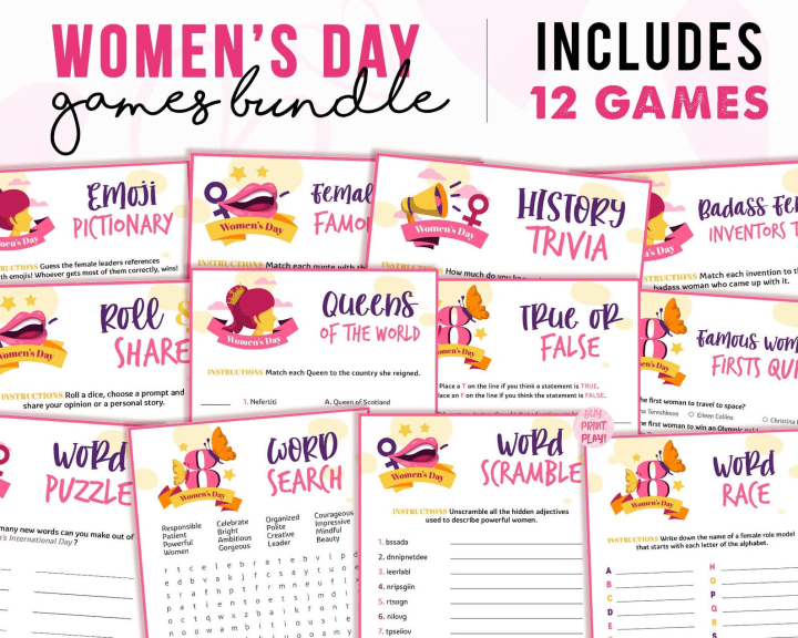 Womens Day Word Scramble | Womens International Day Activity | Printable Game