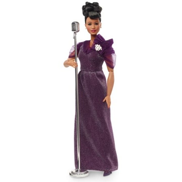Barbie Inspiring Women Series Ella Fitzgerald Collectible Doll, Approx. 12-in, Wearing Purple Gown, with Microphone
