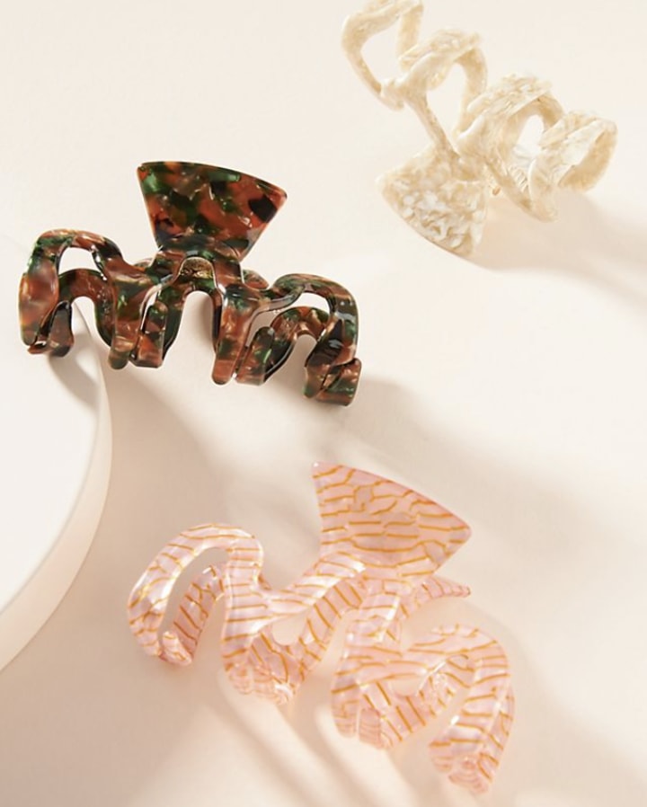 Squiggle Claw Hair Clip Set
