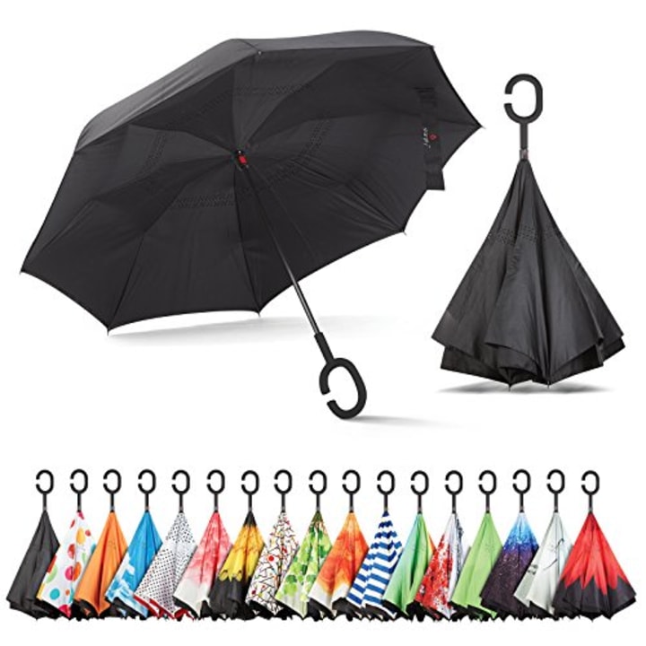 Sharpty Inverted Umbrella, Double Layer Windproof Umbrella, Reverse Umbrella, Umbrella with UV Protection, Upside Down Umbrella with C-Shaped Handle