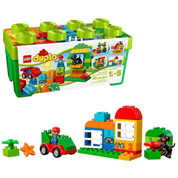 LEGO DUPLO All-in-One-Box-of-Fun Building Kit 10572 Open Ended Toy for Imaginative Play with Large LEGO bricks made for toddlers and preschoolers (65 Pieces)