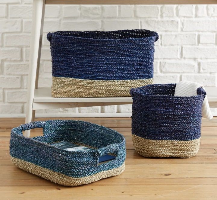 West Elm Two Tone Woven Baskets