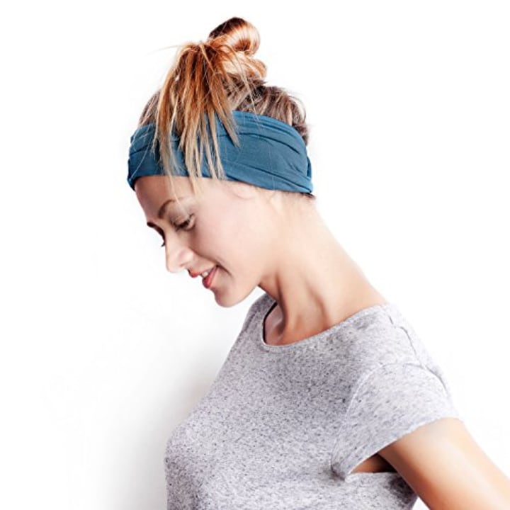 BLOM Original Multi Style Headband. for Women Yoga Fashion Workout Running Athletic Travel. Wear Wide Turban Thick Knotted. Comfort Stretch Versatility. (Bali Blue)