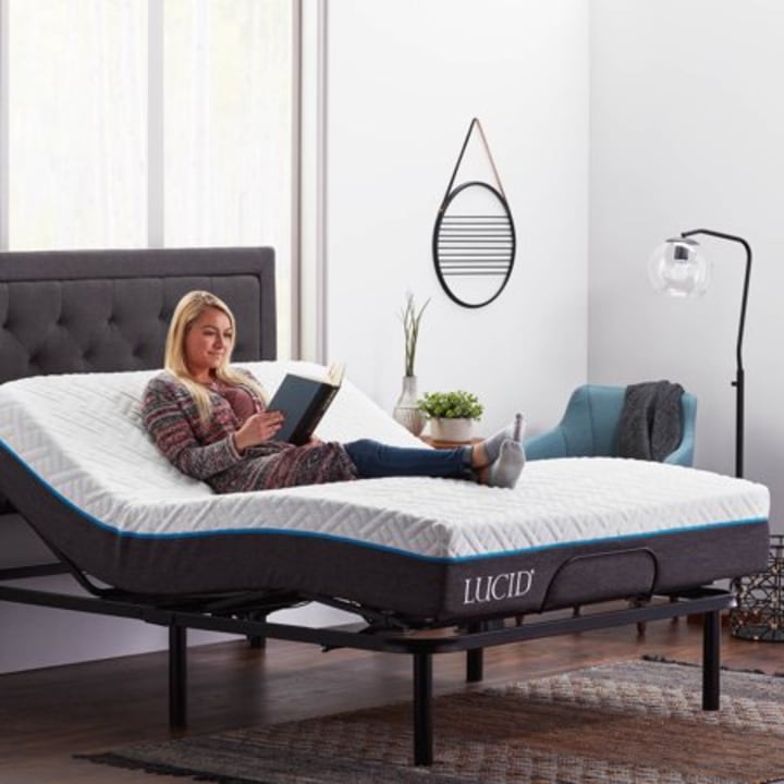 Lucid Basic Remote Controlled Adjustable Bed Base - Heavy Duty Steel Multi Position - Queen
