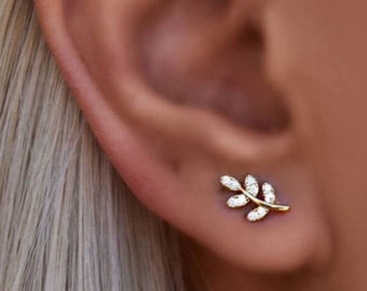 Gold Leaf earrings, Olive Leaf Earrings, Silver Leaf Earrings, Oak Leaf Earring studs