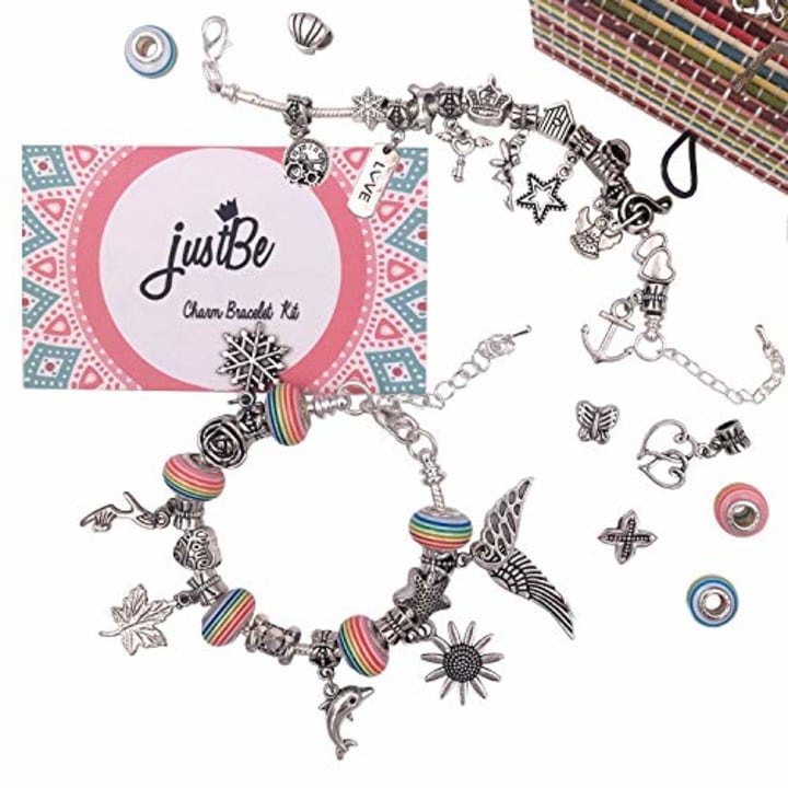 justBe Charm Bracelet Making Kit DIY Craft Jewelry Gift Set for Kids Girls Teens
