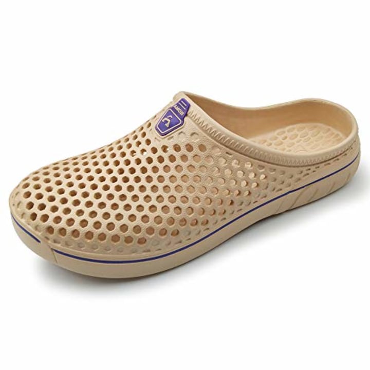 Amoji Unisex Garden Clogs Crock Gardening Shower Shoes Slippers Quick Dry Summer Walking AM161 Khaki 13 Women/11 Men