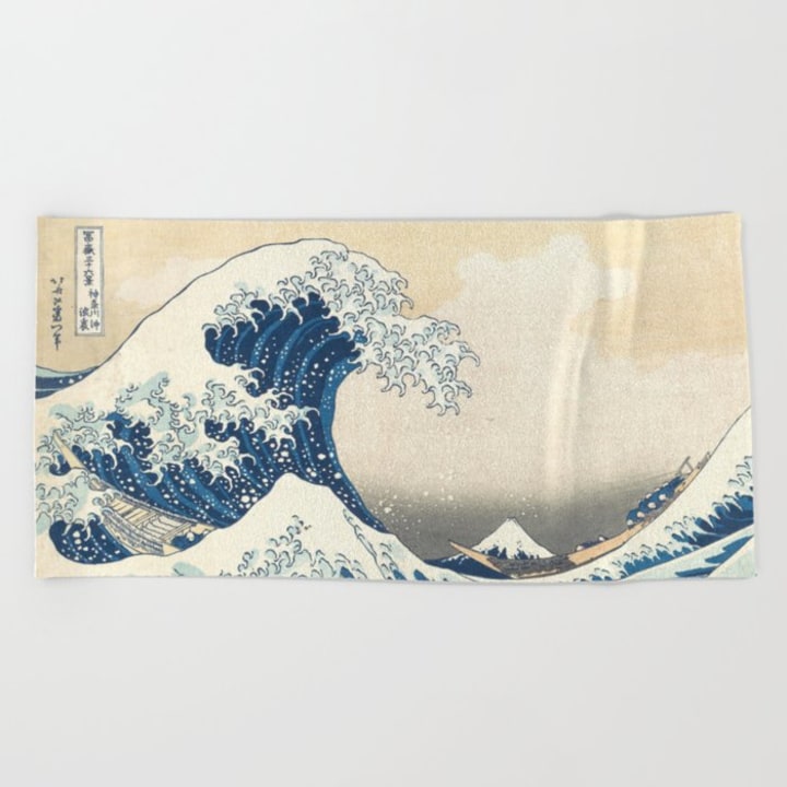 The Great Wave off Kanagawa by Katsushika Hokusai from the series Thirty-six Views of Mount Fuji Beach Towel