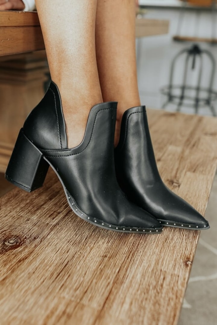 Viola Faux Leather Studded Booties - FINAL SALE