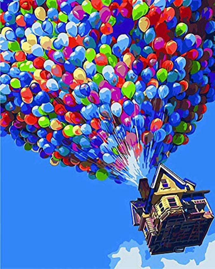 YEESAM ART Paint by Numbers for Adults Kids, Up Hot Air Balloon, Ballons Balls 16x20 Inch Linen Canvas Acrylic DIY Number Painting Kits Wall Art Decor Gifts
