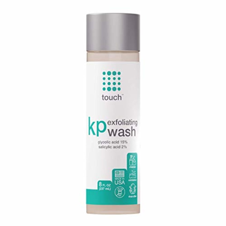 Touch Keratosis Pilaris &amp; Acne Exfoliating Body Wash Cleanser - KP Treatment with 15% Glycolic Acid, 2% Salicylic Acid, &amp; Hyaluronic Acid - Smooths Rough &amp; Bumpy Skin - Gets Rid Of Redness, 8 Ounce