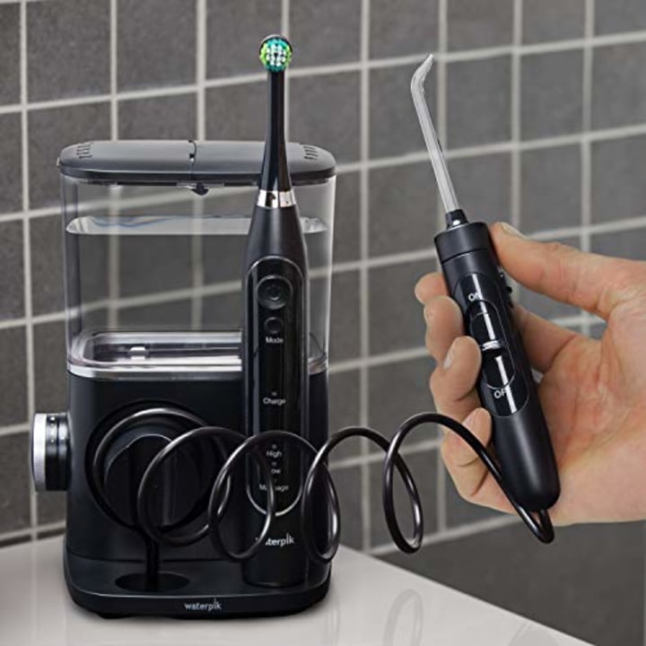 Waterpik Complete Care 9.5 Oscillating Electric Toothbrush with Water Flosser, Black, Medium