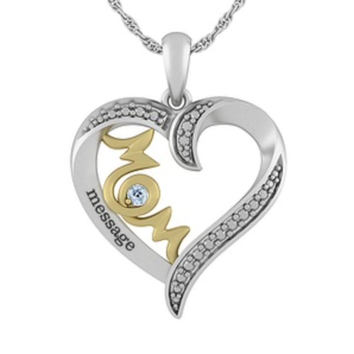 Sterling Silver/10K Heart Mom Necklace