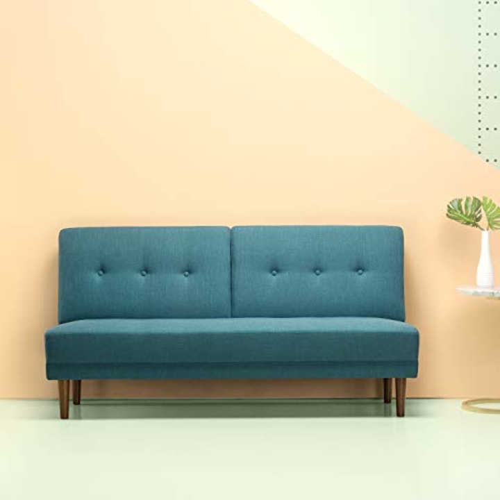 Zinus Juan Mid-Century 65 Inch Armless Sofa / Living Room Couch, Turquoise